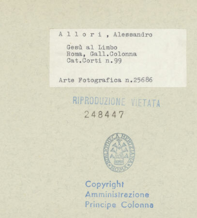 Rückseite von Galleria Colonna [https://www.deutsche-digitale-bibliothek.de/content/lizenzen/rv-ez/] Christus im Limbus - Gesamtansicht, bh248447_recto. Foto.