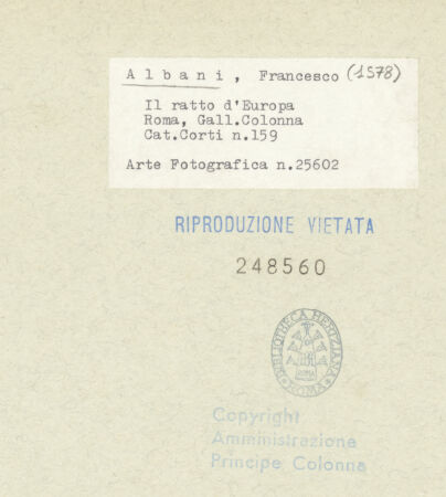 Rückseite von Amministrazione Colonna [https://www.deutsche-digitale-bibliothek.de/content/lizenzen/rv-ez/] Raub der Europa - Gesamtansicht, bh248560_recto. Foto.