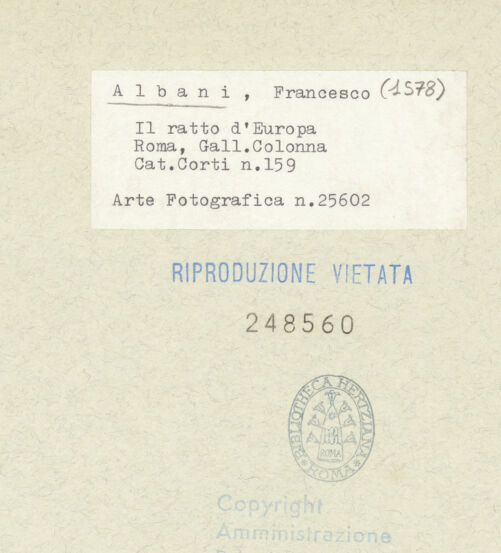 Rückseite von Amministrazione Colonna [https://www.deutsche-digitale-bibliothek.de/content/lizenzen/rv-ez/] Raub der Europa - Gesamtansicht, bh248560_recto. Foto.