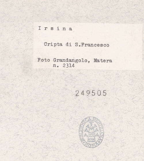 Rückseite von Grandangolo, Matera [https://www.deutsche-digitale-bibliothek.de/content/lizenzen/rv-ez/] Szenen aus dem Neuen Testament sowie HeiligendarstellungenHeiliger Ludwig von Toulouse - Gesamtansicht, bh249505_recto. Foto.