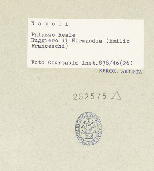 Rückseite von Courtauld Institute of Art [https://www.deutsche-digitale-bibliothek.de/content/lizenzen/rv-ez/] Roger von Hauteville - Gesamtansicht, bh252575_recto. Foto.