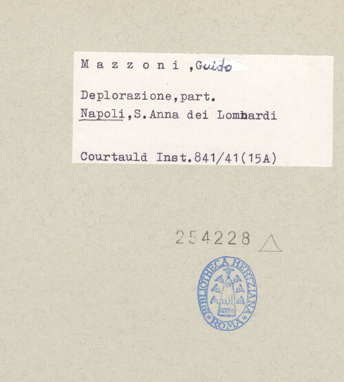 Rückseite von Courtauld Institute of Art [https://www.deutsche-digitale-bibliothek.de/content/lizenzen/rv-ez/] Beweinung ChristiJohannes der Evangelist - Detail: Kopf, bh254228_recto. Foto.