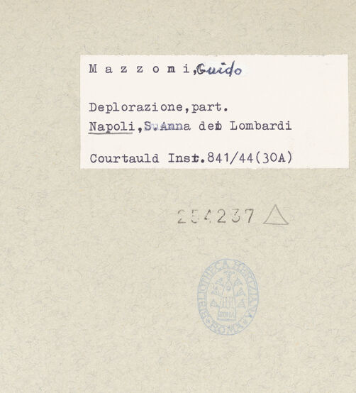 Rückseite von Courtauld Institute of Art [https://www.deutsche-digitale-bibliothek.de/content/lizenzen/rv-ez/] Beweinung ChristiNikodemus - Detail: Büste (Profil), bh254237_recto. Foto.