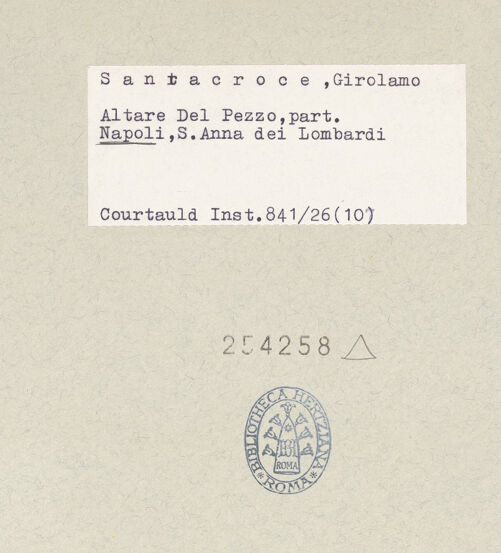 Rückseite von Courtauld Institute of Art [https://www.deutsche-digitale-bibliothek.de/content/lizenzen/rv-ez/] Der Altar von Monteoliveto (Altare del Pezzo)Die Berufung des Petrus und des Andreas - Detail: Christus, bh254258_recto. Foto.