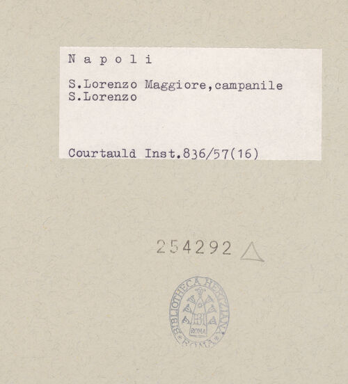 Rückseite von Courtauld Institute, Conway Library [https://www.deutsche-digitale-bibliothek.de/content/lizenzen/rv-ez/] Heiliger Laurentius - Gesamtansicht, bh254292_recto. Foto.