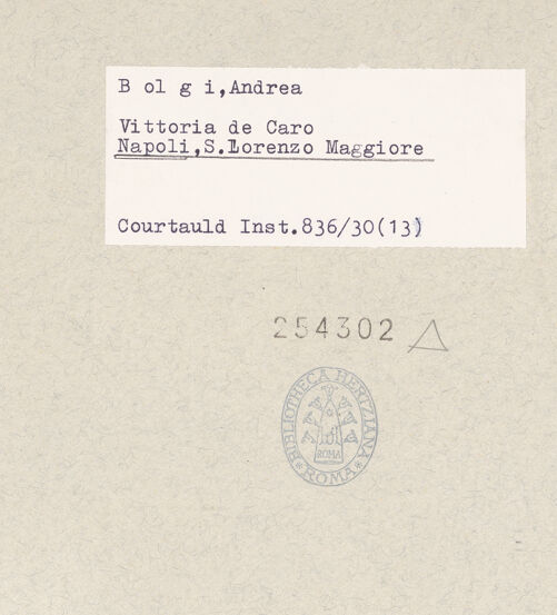 Rückseite von Courtauld Institute [https://www.deutsche-digitale-bibliothek.de/content/lizenzen/rv-ez/] Grabmal des Giuseppe de Caro - Porträt des Giuseppe de Caro, Detail, bh254302_recto. Foto.