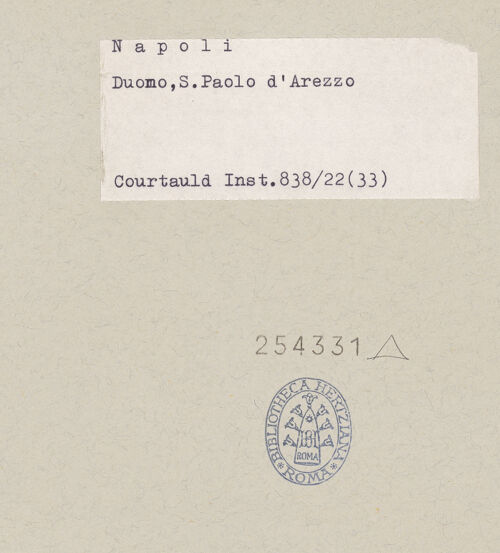 Rückseite von Courtauld Institute of Art [https://www.deutsche-digitale-bibliothek.de/content/lizenzen/rv-ez/] Der selige Paulus von Arezzo, Erzbischof von Neapel - Gesamtansicht, bh254331_recto. Foto.