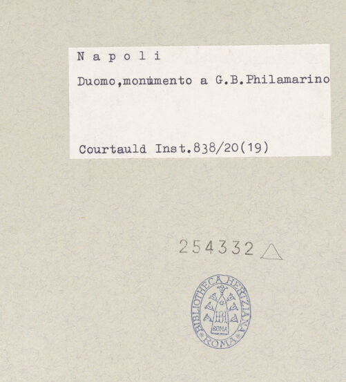 Rückseite von Courtauld Institute of Art [https://www.deutsche-digitale-bibliothek.de/content/lizenzen/rv-ez/] Denkmal des Marco Antonio Filomarino (gest. 1643) - Detail: Büste, bh254332_recto. Foto.