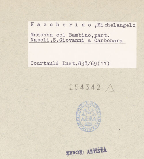 Rückseite von Courtauld Institute of Art [https://www.deutsche-digitale-bibliothek.de/content/lizenzen/rv-ez/] Madonna und Gottvater - Detail, Madonna, bh254342_recto. Foto.