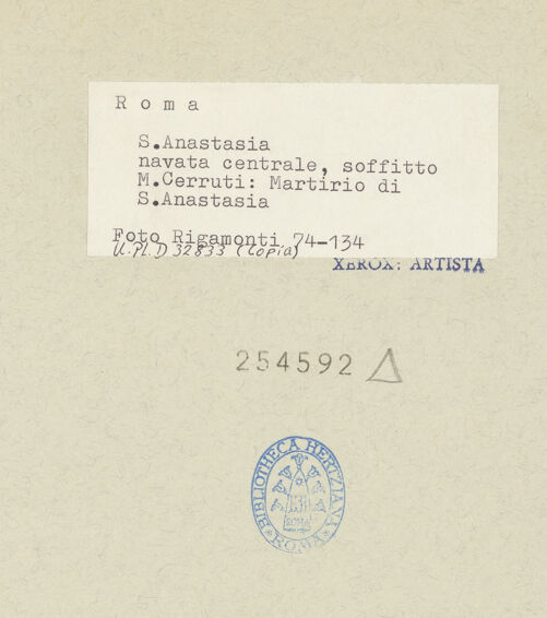 Rückseite von Bibliotheca Hertziana [https://www.deutsche-digitale-bibliothek.de/content/lizenzen/rv-fz/] KassettendeckeMartyrium der heiligen Anastasia - Gesamtansicht, bh254592_recto. Foto: Rigamonti.