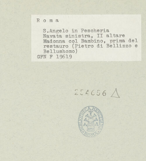 Rückseite von ICCD [https://www.deutsche-digitale-bibliothek.de/content/lizenzen/rv-ez/] Madonna mit Kind - Gesamtaufnahme, während der Restaurierung, bh254656_recto. Foto.