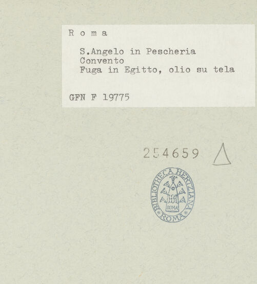 Rückseite von ICCD [https://www.deutsche-digitale-bibliothek.de/content/lizenzen/rv-ez/] Flucht nach Ägypten - Gesamtaufnahme, bh254659_recto. Foto.