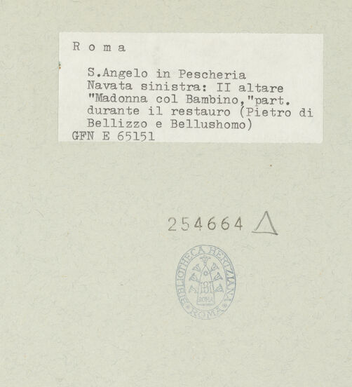 Rückseite von ICCD [https://www.deutsche-digitale-bibliothek.de/content/lizenzen/rv-ez/] Madonna mit Kind - Detail, während der Restaurierung, bh254664_recto. Foto.