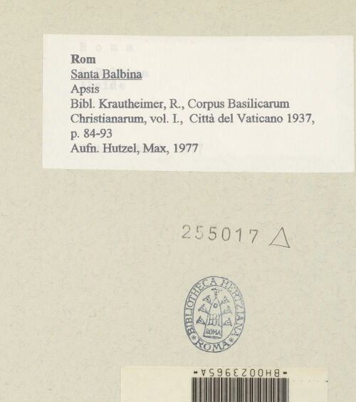 Rückseite von Hutzel, Max [https://www.deutsche-digitale-bibliothek.de/content/lizenzen/rv-ez/] Santa Balbina - Apsis, bh255017_recto. Foto: Hutzel, Max.
