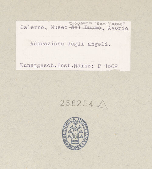 Rückseite von Kunstgeschichtliches Institut Mainz [https://www.deutsche-digitale-bibliothek.de/content/lizenzen/rv-ez/] Szenen aus dem Neuen und Alten TestamentTeilung von Licht und Dunkelheit; Gottvater mit anbetenden Engel (zweiter Schöpfungstag?) - Gottvater mit anbetenden Engel (und Christus mit anbetenden Engel), bh258254_recto. Foto.