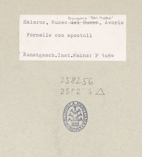 Rückseite von Kunstgeschichtliches Institut Mainz [https://www.deutsche-digitale-bibliothek.de/content/lizenzen/rv-ez/] Szenen aus dem Neuen und Alten TestamentApostel und Heiligen - Apostel und Paulus, bh258256_recto. Foto.