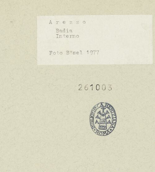 Rückseite von Bösel, Richard [https://www.deutsche-digitale-bibliothek.de/content/lizenzen/rv-fz/] Chiesa di Badia - Seitenansicht, bh261003_recto. Foto: Bösel, Richard.