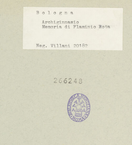 Rückseite von Alinari [https://www.deutsche-digitale-bibliothek.de/content/lizenzen/rv-ez/] Gedenktafel für Flaminio Rota - Gesamtansicht, bh266248_recto. Foto: Villani.