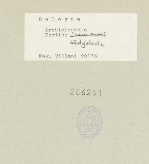 Rückseite von Alinari [https://www.deutsche-digitale-bibliothek.de/content/lizenzen/rv-ez/] Archiginnasio - Südgalerie, bh266251_recto. Foto: Villani.