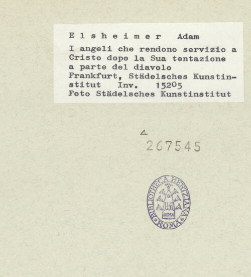 Rückseite von Kupferstichkabinett Berlin SMB-PK [https://rightsstatements.org/page/CNE/1.0/] Christus nach den drei Versuchungen von Engeln bedient - , bh267545_recto. Foto.