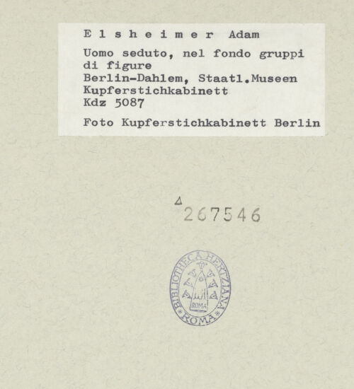 Rückseite von Kupferstichkabinett Berlin SMB-PK [https://rightsstatements.org/page/CNE/1.0/] Halbfigur eines bärtigen Mannes am Tisch, dahinter ein Menschen- und Reiterzug - , bh267546_recto. Foto.