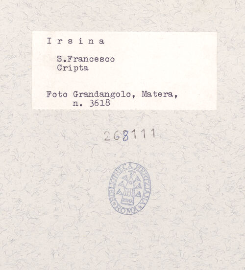 Rückseite von Grandangolo, Matera [https://www.deutsche-digitale-bibliothek.de/content/lizenzen/rv-ez/] Szenen aus dem Neuen Testament sowie HeiligendarstellungenPapst Urban V. thronend - Detail: Vera Icon, bh268111_recto. Foto.