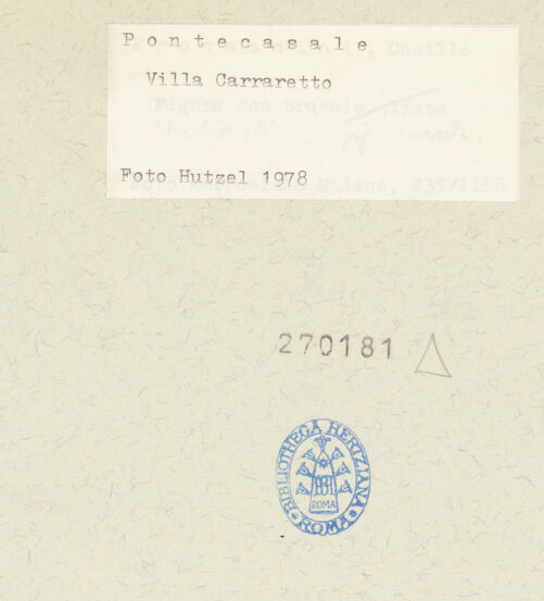 Rückseite von Hutzel, Max [https://www.deutsche-digitale-bibliothek.de/content/lizenzen/rv-ez/] Mythologische Gartenfiguren - Personifikation des Herbstes (?), Frontalansicht, bh270181_recto. Foto: Hutzel, Max.