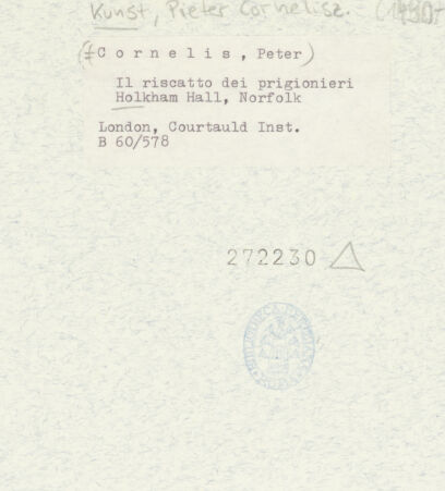 Rückseite von Courtauld Institute [https://www.deutsche-digitale-bibliothek.de/content/lizenzen/rv-ez/] Freikauf von Gefangenen - , bh272230_recto. Foto.