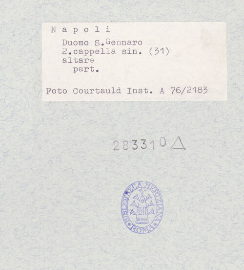 Rückseite von Courtauld Institute of Art [https://www.deutsche-digitale-bibliothek.de/content/lizenzen/rv-ez/] Altar des heiligen Thomas - Engel rechts, bh283310_recto. Foto.