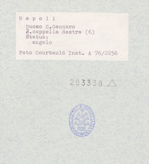 Rückseite von Courtauld Institute of Art [https://www.deutsche-digitale-bibliothek.de/content/lizenzen/rv-ez/] Grabmäler der CaraccioloSpes - Gesamtansicht, bh283338_recto. Foto.