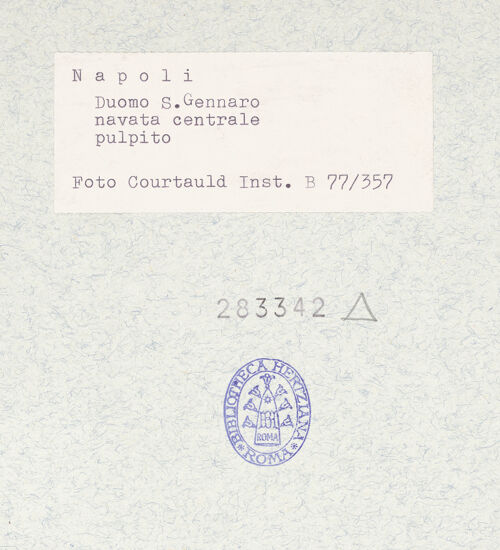 Rückseite von Courtauld Institute of Art [https://www.deutsche-digitale-bibliothek.de/content/lizenzen/rv-ez/] Kanzel - Seitenansicht von links, bh283342_recto. Foto.