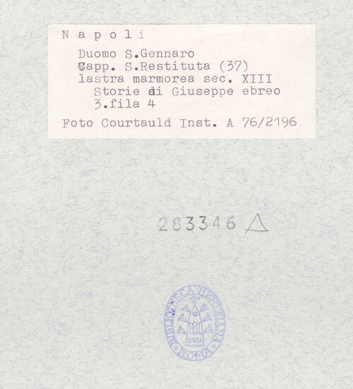 Rückseite von Courtauld Institute of Art [https://www.deutsche-digitale-bibliothek.de/content/lizenzen/rv-ez/] Szenen  aus dem Leben des JosephSzenen  aus dem Leben des Joseph - Der Becher wird in Benjamins Sack gefunden, bh283346_recto. Foto.