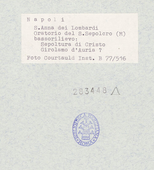 Rückseite von Courtauld Institute of Art [https://www.deutsche-digitale-bibliothek.de/content/lizenzen/rv-ez/] Grablegung Christi (und Engel) - Gesamtansicht, bh283448_recto. Foto.