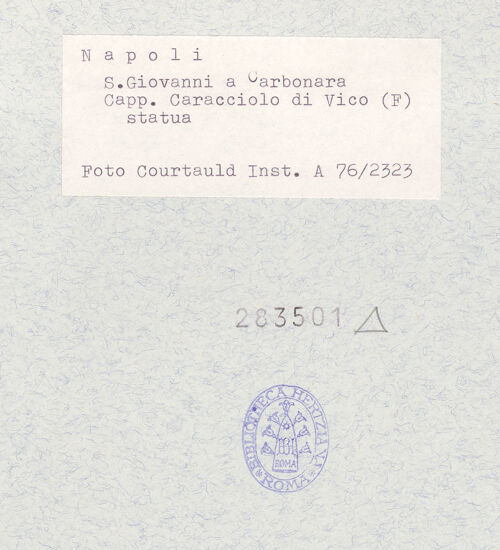 Rückseite von Courtauld Institute of Art [https://www.deutsche-digitale-bibliothek.de/content/lizenzen/rv-ez/] Hl. Paulus - Seitenansicht, bh283501_recto. Foto.