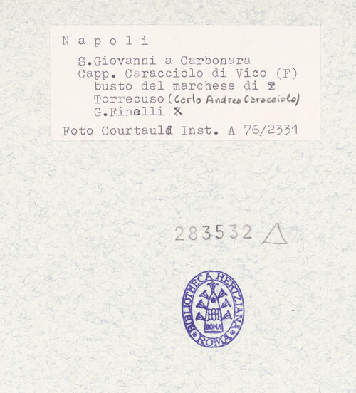 Rückseite von Courtauld Institute of Art [https://www.deutsche-digitale-bibliothek.de/content/lizenzen/rv-ez/] Büste des Carlo Andrea Caracciolo, Marchese di Torrecuso - Gesamtansicht, bh283532_recto. Foto.