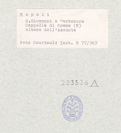Rückseite von Courtauld Institute of Art [https://www.deutsche-digitale-bibliothek.de/content/lizenzen/rv-ez/] Altare dell'Assunzione (Mariä Himmelfahrt) - Gesamtansicht, bh283536_recto. Foto.