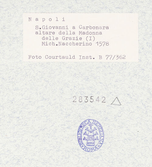 Rückseite von Courtauld Institute of Art [https://www.deutsche-digitale-bibliothek.de/content/lizenzen/rv-ez/] Altare della Madonna delle Grazie - Gesamtansicht, bh283542_recto. Foto.
