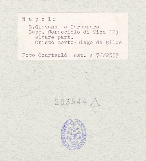 Rückseite von Courtauld Institute of Art [https://www.deutsche-digitale-bibliothek.de/content/lizenzen/rv-ez/] AltarChristus liegt im Sarkophag - Gesamtansicht, bh283544_recto. Foto.