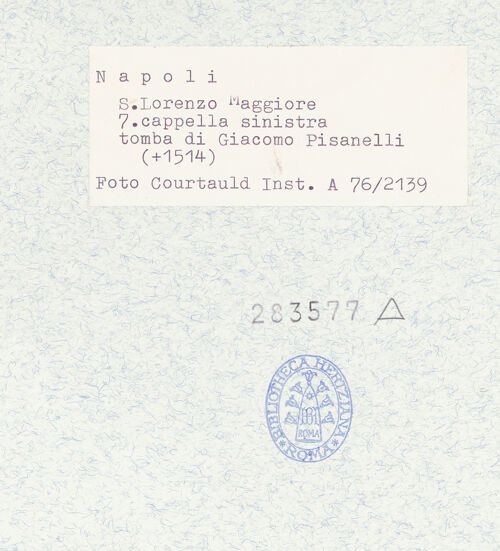 Rückseite von Courtauld Institute [https://www.deutsche-digitale-bibliothek.de/content/lizenzen/rv-ez/] Grabmal des Bischofes Giacomo Pisanello - Gesamtansicht, bh283577_recto. Foto.