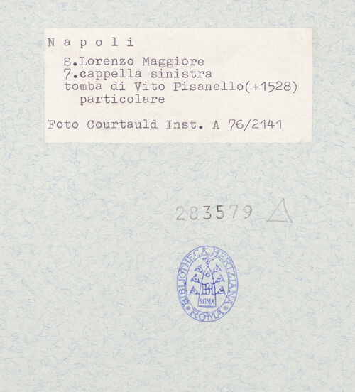 Rückseite von Courtauld Institute of Art [https://www.deutsche-digitale-bibliothek.de/content/lizenzen/rv-ez/] Grabmal des Vito Pisanelli - Maria Magdalena, bh283579_recto. Foto.