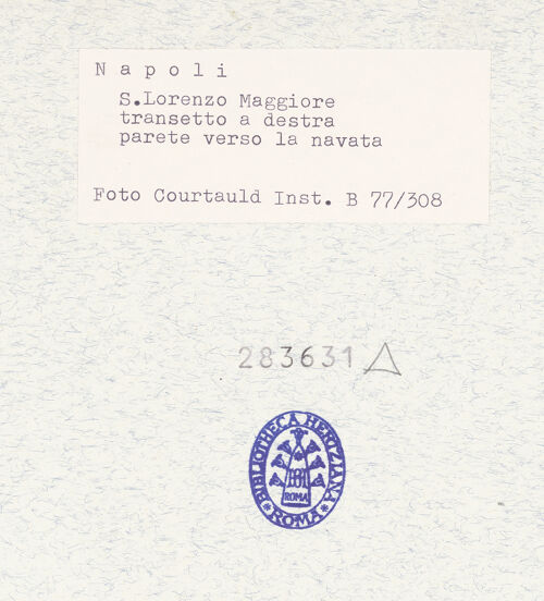 Rückseite von Courtauld Institute [https://www.deutsche-digitale-bibliothek.de/content/lizenzen/rv-ez/] Grabmal der Caracciolo - Gesamtansicht, bh283631_recto. Foto.