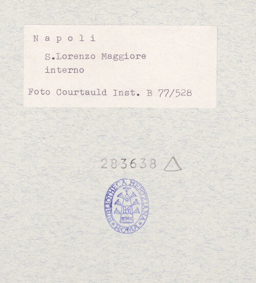 Rückseite von Courtauld Institute [https://www.deutsche-digitale-bibliothek.de/content/lizenzen/rv-ez/] San Lorenzo Maggiore - Ansicht nach Osten, bh283638_recto. Foto.