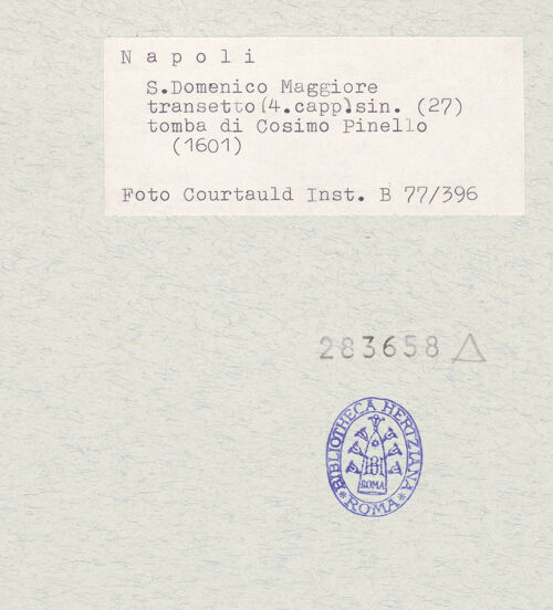 Rückseite von Courtauld Institute of Art [https://www.deutsche-digitale-bibliothek.de/content/lizenzen/rv-ez/] Grabmal des Cosimo Pinelli (gest. 1601) - Gesamtansicht, bh283658_recto. Foto.