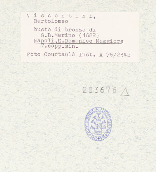 Rückseite von Courtauld Institute of Art [https://www.deutsche-digitale-bibliothek.de/content/lizenzen/rv-ez/] Epitaph des Giambattista Marino - Detail: Büste, bh283676_recto. Foto.