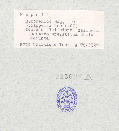 Rückseite von Courtauld Institute of Art [https://www.deutsche-digitale-bibliothek.de/content/lizenzen/rv-ez/] Grabmal der Feliciana Gallucci (gest. 1636) - Feliciana Gallucci, bh283699_recto. Foto.