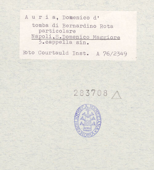 Rückseite von Courtauld Institute of Art [https://www.deutsche-digitale-bibliothek.de/content/lizenzen/rv-ez/] Grabmal des Bernardino Rota (gest. 1575)Muse und Diana - Muse, bh283708_recto. Foto.