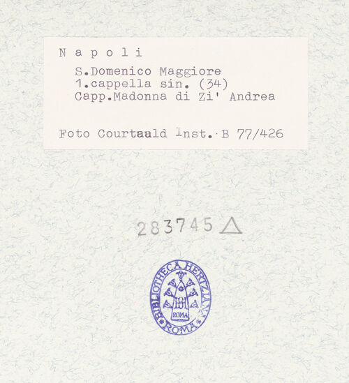 Rückseite von Courtauld Institute of Art [https://www.deutsche-digitale-bibliothek.de/content/lizenzen/rv-ez/] San Domenico MaggioreCappella della Madonna di zi' Andrea - Seitenansicht von rechts, bh283745_recto. Foto.