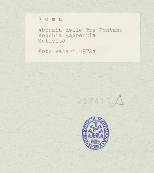 Rückseite von Vasari [https://www.deutsche-digitale-bibliothek.de/content/lizenzen/rv-ez/] Fresken der Geburt Christi und einer MarienkrönungGeburt Christi - Zentrales Bildfeld, bh287417_recto. Foto.