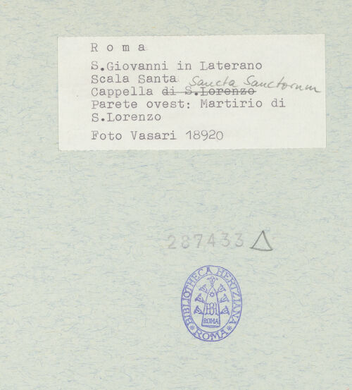 Rückseite von Vasari [https://www.deutsche-digitale-bibliothek.de/content/lizenzen/rv-ez/] FreskenzyklusMartyrium des heiligen Laurentius - Gesamtansicht, bh287433_recto. Foto.