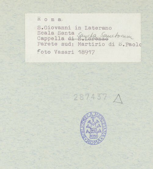 Rückseite von Vasari [https://www.deutsche-digitale-bibliothek.de/content/lizenzen/rv-ez/] FreskenzyklusMartyrium des heiligen Paulus - Gesamtansicht, bh287437_recto. Foto.